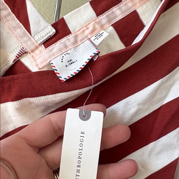 Anthropologie Diagonal Striped Red and White Tank Top - Picture 4 of 6